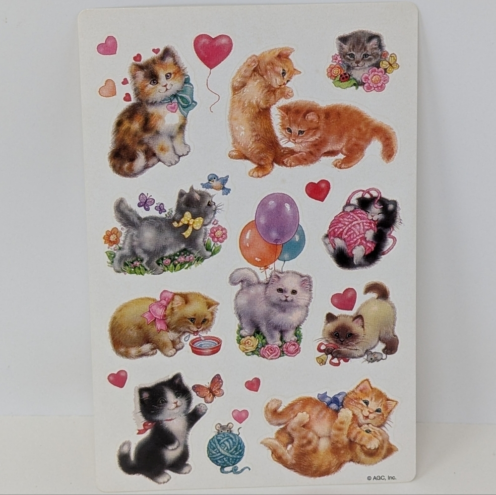American Greetings Sticker Sheet Kittens Cats Kitty Vintage AGC